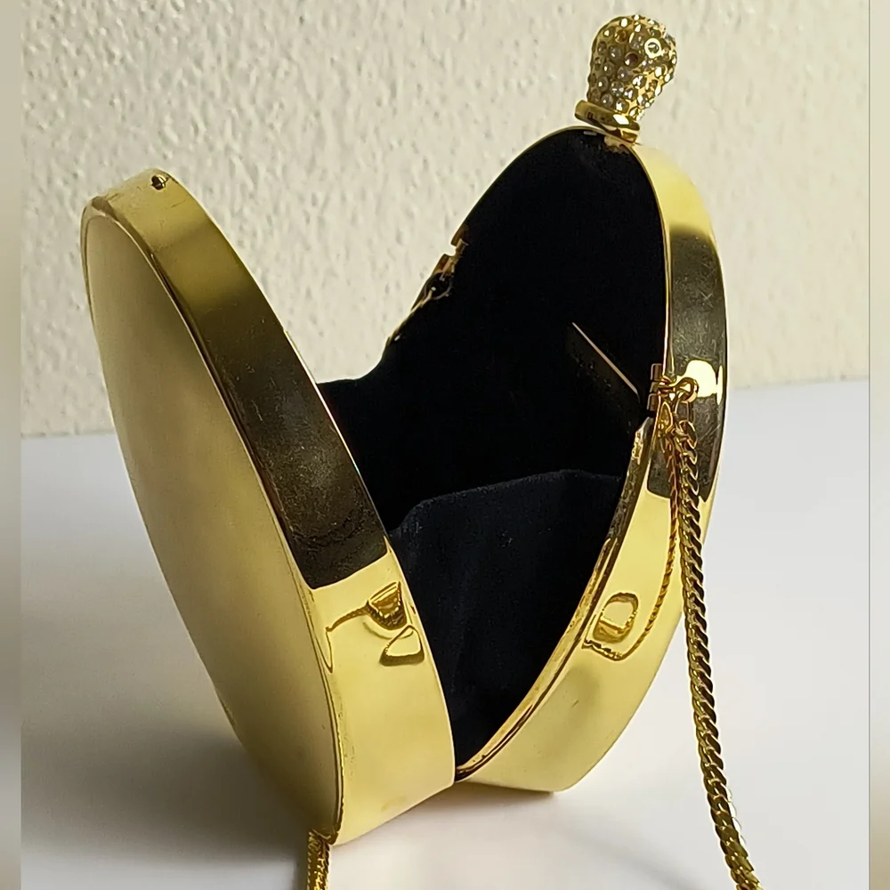 inge Christopher Oval Gold Evening Clutch Y2K Vintage Exquisite
